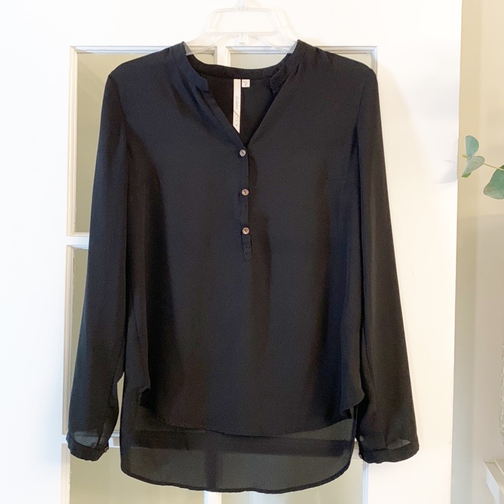 Bellatrix Women’s Sheer Black Long Sleeve Top (Size S)